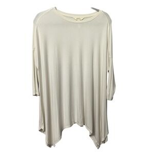 Matilda Jane Womens Cream Tunic Top Size Small Oversized High Low Hem 3/4 Sleeve